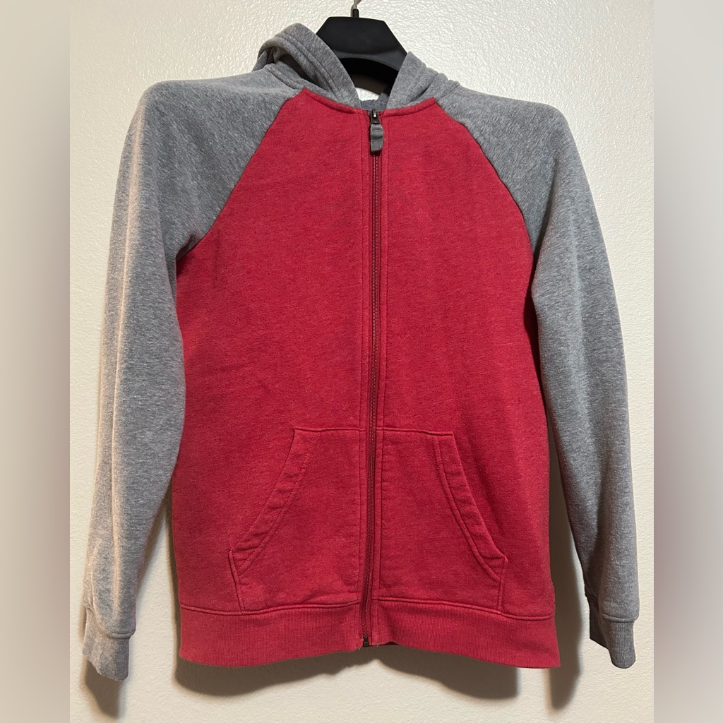 Cat& Jack Kids Red & Grey Zip Up Hoody Sweater- Size L(12/14)